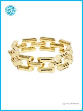 CHUNKY LINK BRACELET 18K GOLD-PLATED BRASS BOX CLASP TANK TRACK
